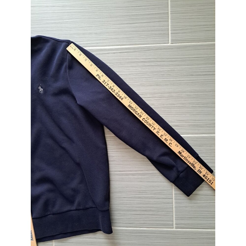 Polo Ralph Lauren Navy 1/4 Zip Pullover Sweatshirt L Embroidered Pony Cotton Bld - Picture 10 of 10